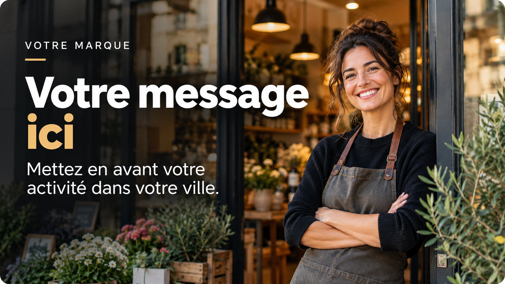 Aperçu de visuel de campagne : votre marque et votre message mis en avant dans votre ville